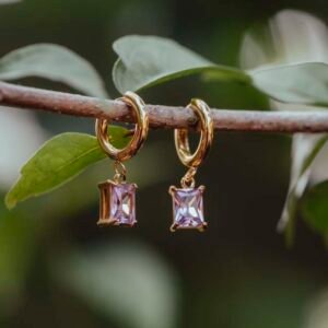 Noki Pink Rectangle Earrings